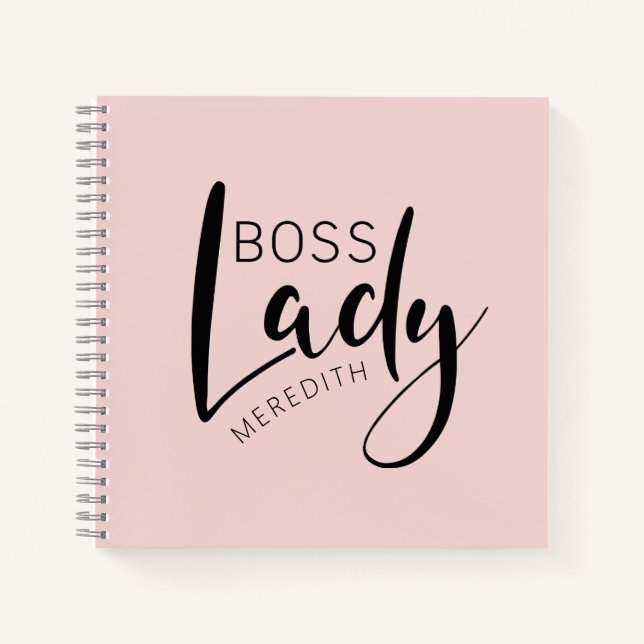 Blush Pink Boss Lady Logo Personalized Notebook (Front)