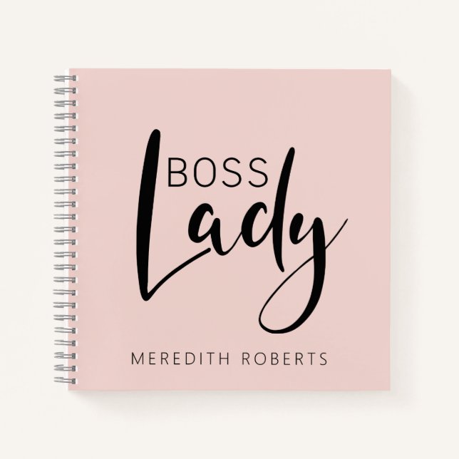 Blush Pink Boss Lady Logo Personalized Notebook (Front)