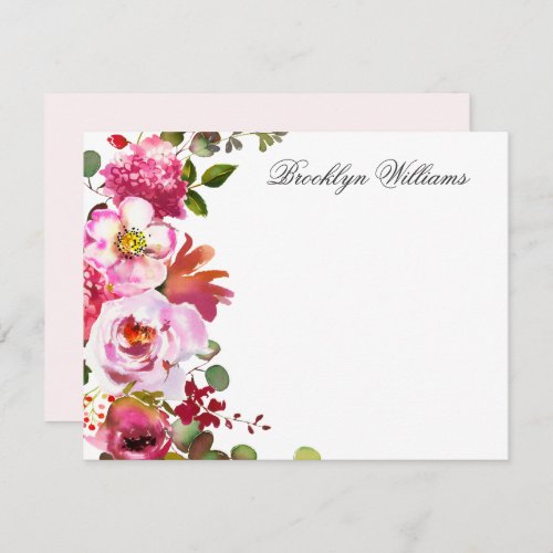 Blush Pink Botanical Floral Personalized Note Card