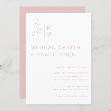 Blush Pink Botanical Monogram Wedding  Invitation