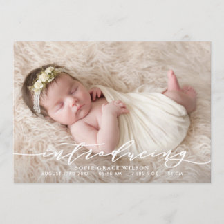 Blush Pink Botanical Photo Birth Announcement I