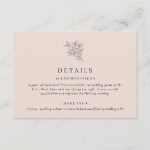 Blush Pink Botanical Wedding Details Enclosure Card