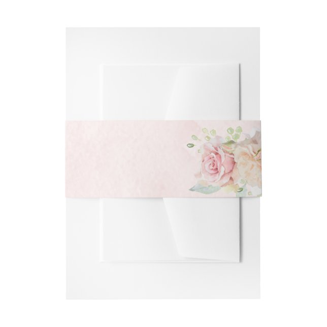 Blush Pink Botanical Wedding Invitation Belly Band (Front Example)