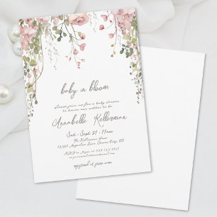 Blush Pink Botanical Wildflower Baby Shower Invitation