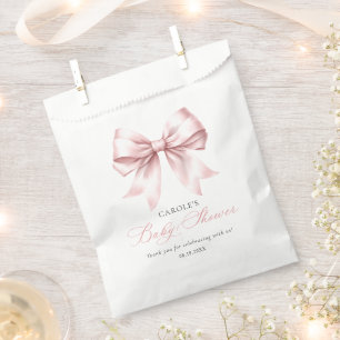 Blush Pink Bow Baby Girl Baby Shower Favor Bag