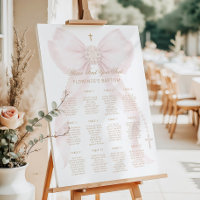 Blush pink Bow baby Girl Baptism Seating Chart