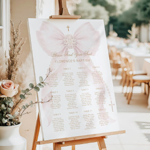 Blush pink Bow baby Girl Baptism Seating Chart Foam Board