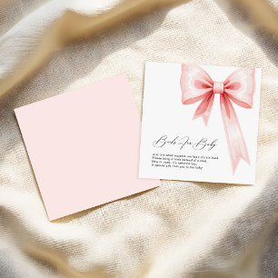 Blush Pink Bow Baby Shower Books Request Enclosure Card