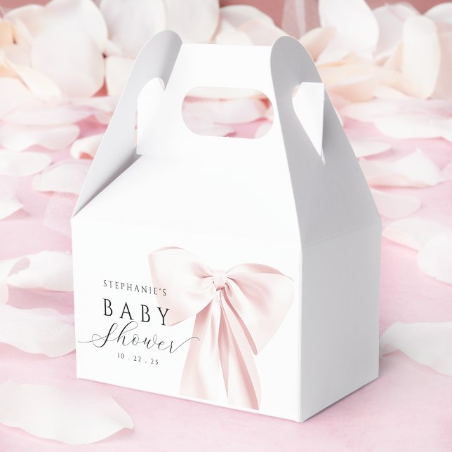Blush Pink Bow Baby Shower Favor Boxes (Creator Uploaded)
