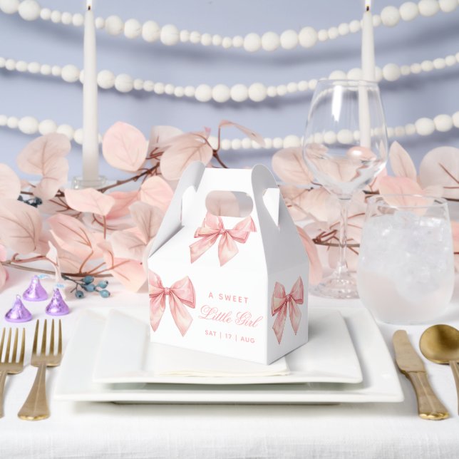  Blush Pink Bow Baby Shower Favor Boxes (Wedding)
