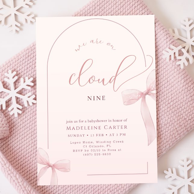 Blush Pink Bow Baby Shower Invitation (Creator Uploaded)
