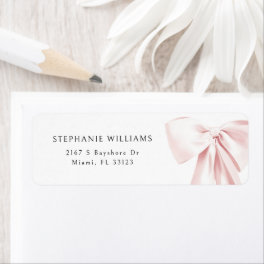 Blush Pink Bow Baby Shower return address Label