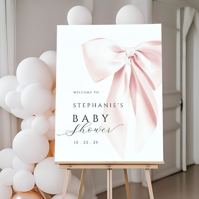 Blush Pink Bow Baby Shower Welcome Sign (Creator Uploaded)