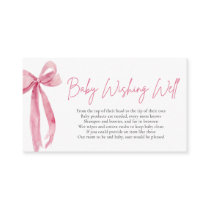 Blush Pink Bow Baby Wishing Well Baby Shower Enclosure Card