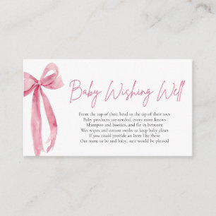 Blush Pink Bow Baby Wishing Well Baby Shower Enclosure Card