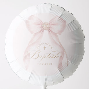 Blush Pink Bow Baptism Cross Balloon