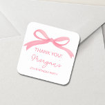 Blush Pink Bow Birthday Party Cute Square Sticker<br><div class="desc">Add a sweet finishing touch to your celebration with our Blush Pink Bow Birthday Party Cute Classic Sticker. Featuring a lovely blush pink background and a charming bow design, these stickers are perfect for sealing invitations, decorating party favors, or personalizing thank-you notes. The elegant and playful design adds a whimsical...</div>