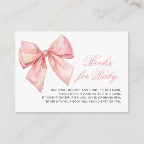 Blush Pink Bow Book for Baby Enclosure Card