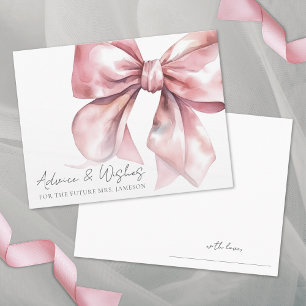 Blush Pink Bow Bridal Shower Advice Wishes Enclosure Card