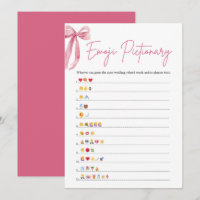 Blush Pink Bow Bridal Shower Emoji Pictionary Game