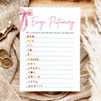 Blush Pink Bow Bridal Shower Emoji Pictionary Game