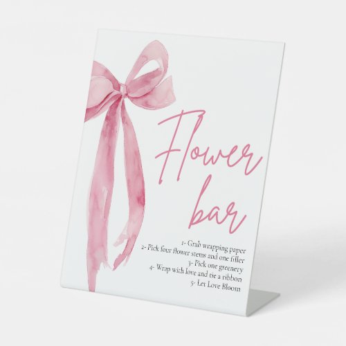 Blush Pink Bow Bridal Shower Flower Bar Sign