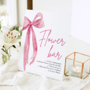 Blush Pink Bow Bridal Shower Flower Bar Sign