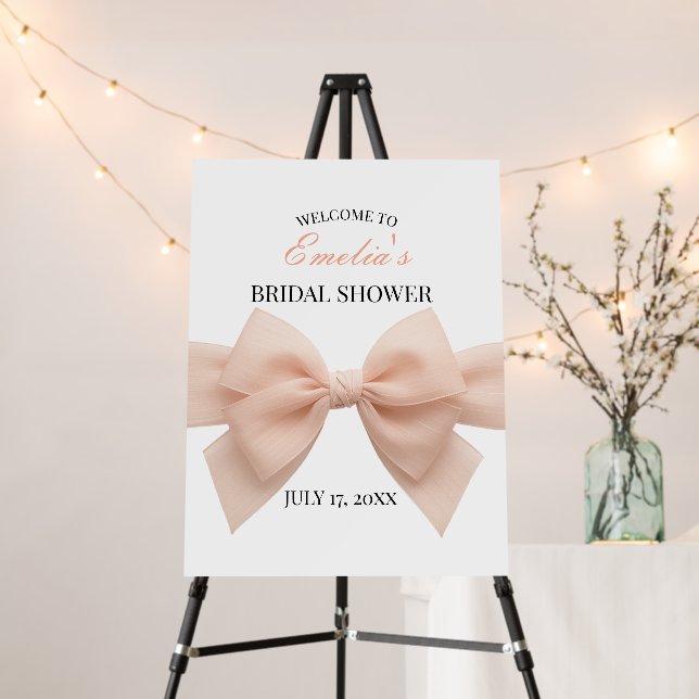 Blush Pink Bow Bridal Shower  Foam Board (In Situ (Stand))