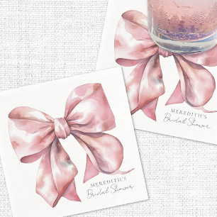 Blush Pink Bow Bridal Shower Napkins