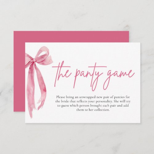 Blush Pink Bow Bridal Shower The Panty Game Cards