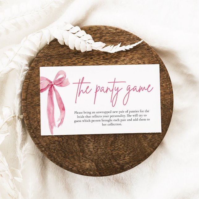 Blush Pink Bow Bridal Shower The Panty Game  Enclosure Card (Creator Uploaded)