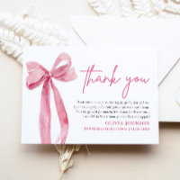 Blush Pink Bow Coquette Graduation Thank You Card