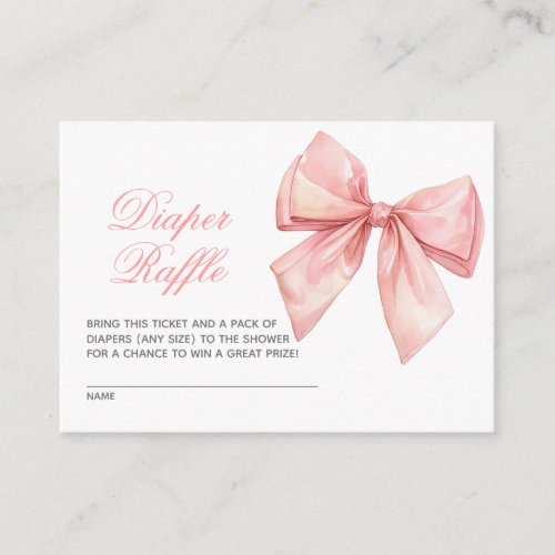 Blush Pink Bow Diaper Raffle Card