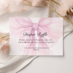 Blush Pink Bow Diaper Raffle Ticket Enclosure Card