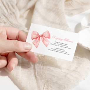 Blush Pink Bow Display Baby Shower Enclosure Card
