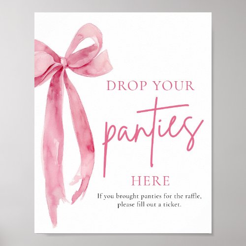 Blush Pink Bow Drop Your Panties Here Game Sign