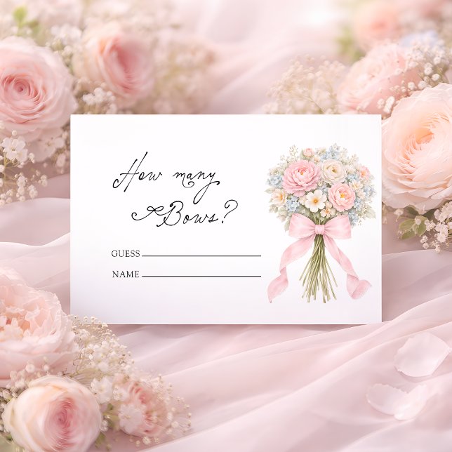  Blush Pink Bow Floral How many Bows Enclosure Card (Creator Uploaded)