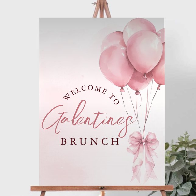 Blush Pink Bow Galentines Day Brunch Welcome Foam Board (Creator Uploaded)
