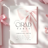 Blush Pink Bow Graduation Party Invitation