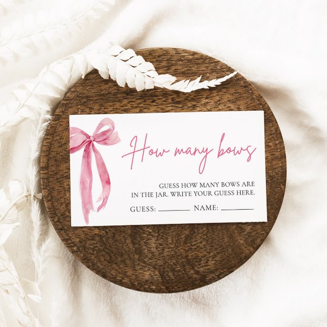 Blush Pink Bow Guess How Many Bows Game Enclosure Card (Creator Uploaded)