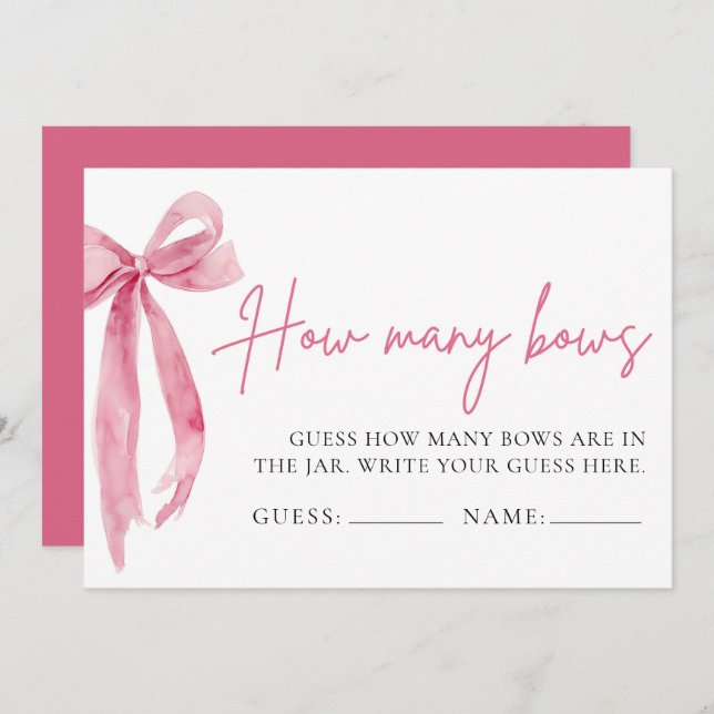 Blush Pink Bow Guess How Many Bows Game Invitation (Front/Back)