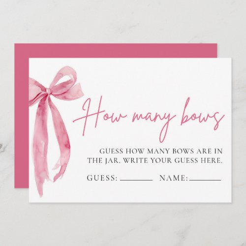 Blush Pink Bow Guess How Many Bows Game Invitation