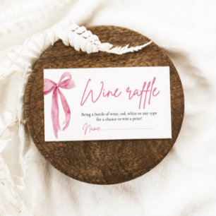 Blush Pink Bow Guess Wine Raffle Ticket Game Enclosure Card