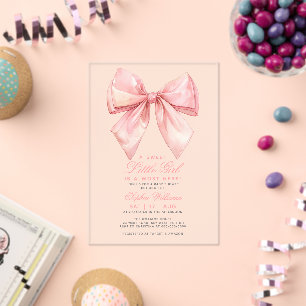 Blush Pink Bow Little Girl Baby Shower Invitation