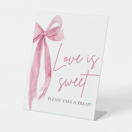 Blush Pink Bow Love is Sweet Treat Favor Sign