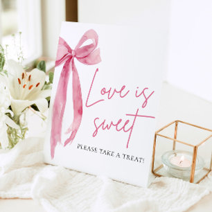 Blush Pink Bow Love is Sweet Treat Favor Sign