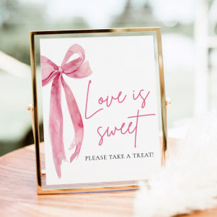 Blush Pink Bow Love is Sweet Treat Favor Sign