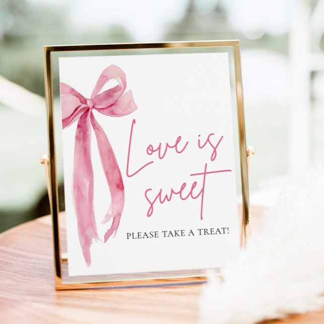 Blush Pink Bow Love is Sweet Treat Favor Sign (Blush Pink Bow Love is Sweet Treat Favor Sign)