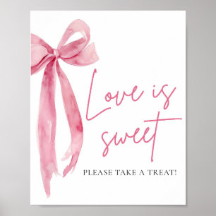 Blush Pink Bow Love is Sweet Treat Favor Sign