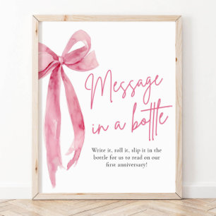Blush Pink Bow Message In A Bottle Sign Game